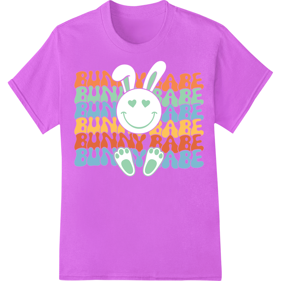 Retro Easter 'Bunny Babe' DTF Print Heat Transfer on purple shirt - SUPERDTF-DTF Prints-DTF Transfers-Custom DTF Prints