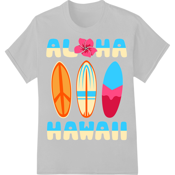 Retro Surfboards 'Aloha' Summer DTF Print Heat Transfer on white shirt - SUPERDTF-DTF Prints-DTF Transfers-Custom DTF Prints