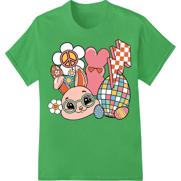 Retro Easter Bunny Heat Transfer Print | Vintage Holiday on green shirt - SUPERDTF-DTF Prints-DTF Transfers-Custom DTF Prints