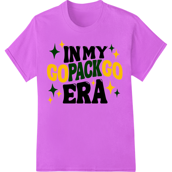 Bold 'IN MY GO PACK GO ERA' Green Bay Packers Fan DTF Print on purple shirt - SUPERDTF-DTF Prints-DTF Transfers-Custom DTF Prints