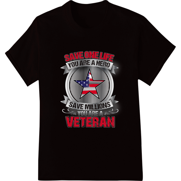 Patriotic Veteran DTF Print Transfer: Honor American Heroes on black shirt - SUPERDTF-DTF Prints-DTF Transfers-Custom DTF Prints