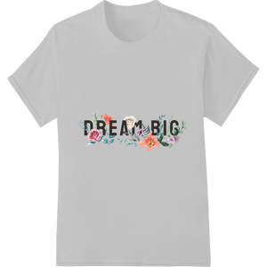 Dream Big: Inspirational Floral Typography Heat Transfer - High-quality custom t-shirts