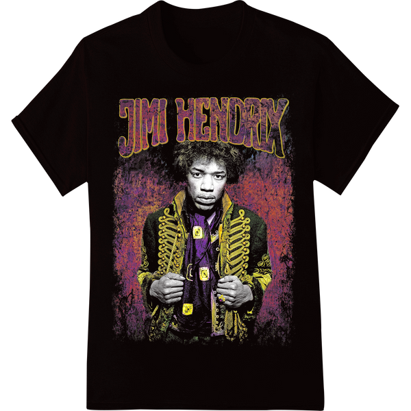 Psychedelic Jimi Hendrix Portrait | Vibrant DTF Heat Transfer on black shirt - SUPERDTF-DTF Prints-DTF Transfers-Custom DTF Prints