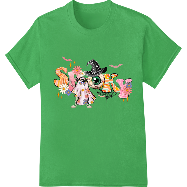 Enchanting Witches: Spellbinding Halloween DTF Print Transfer on green shirt - SUPERDTF-DTF Prints-DTF Transfers-Custom DTF Prints