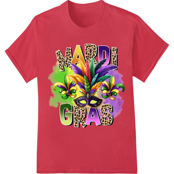 Vibrant Mardi Gras DTF Transfer Print | Festive Carnival Design on red shirt - SUPERDTF-DTF Prints-DTF Transfers-Custom DTF Prints