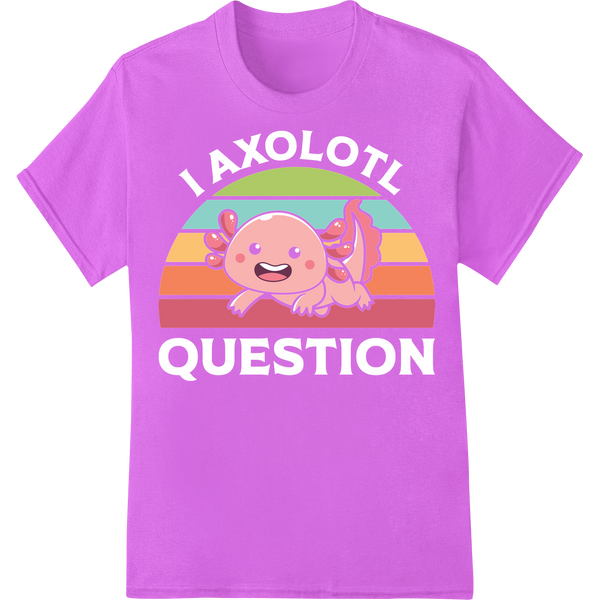 Adorable Axolotl: Vibrant Super DTF Print Transfer on purple shirt - SUPERDTF-DTF Prints-DTF Transfers-Custom DTF Prints