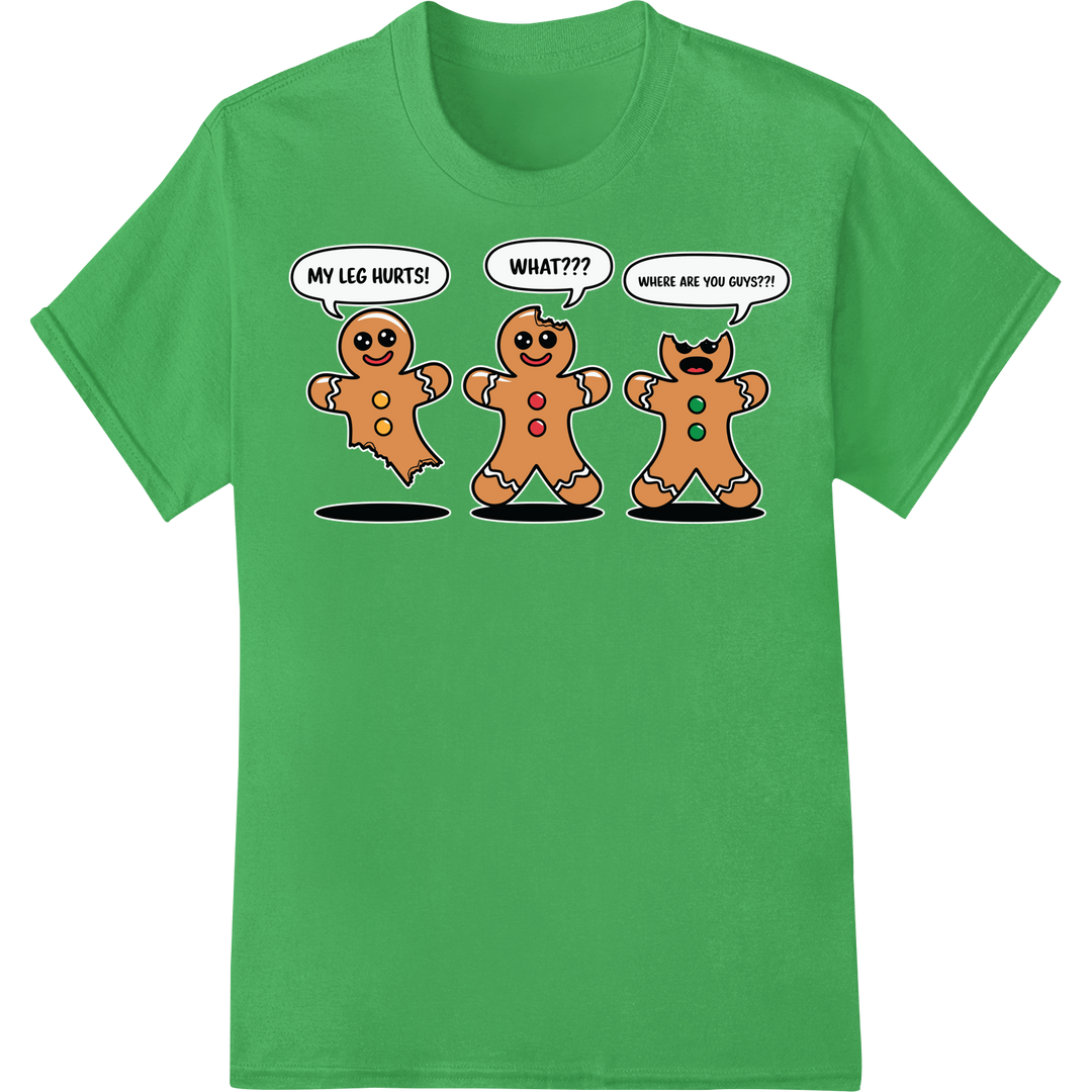 Adorable Retro Gingerbread Nurse Christmas DTF Print on green shirt - SUPERDTF-DTF Prints-DTF Transfers-Custom DTF Prints