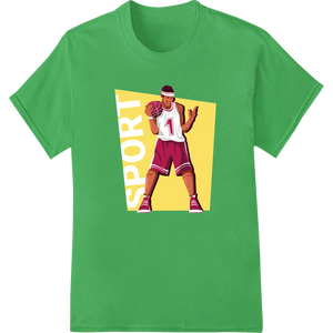 Dynamic Basketball Player Heat Transfer - Bold Maroon featuring professional customized apparel