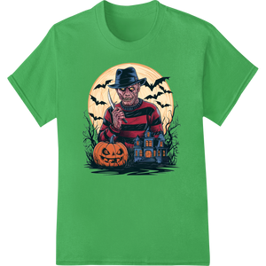 Expert heat transfer craftsmanship on Freddy's Nightmare: Haunting Halloween Horror Design