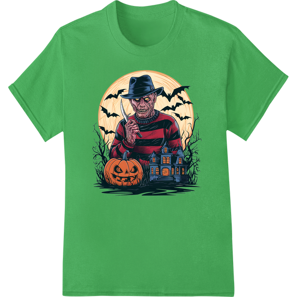 Expert heat transfer craftsmanship on Freddy's Nightmare: Haunting Halloween Horror Design