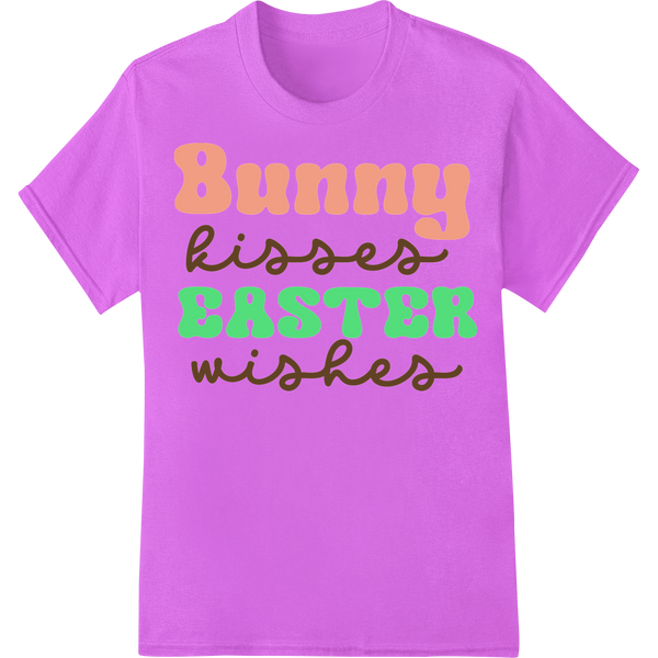 Adorable Easter Wishes: Bunny Kisses DTF Print Transfer on purple shirt - SUPERDTF-DTF Prints-DTF Transfers-Custom DTF Prints