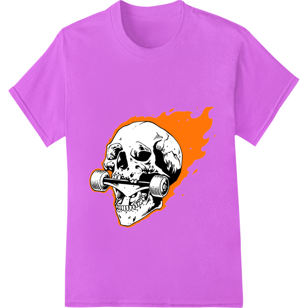 Flaming Skull Halloween Heat Transfer by Super DTF with custom dtf printer artwork