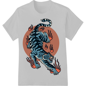 Flaming Tiger - Fierce DTF Heat Transfer for Bold Style enhanced with professional custom DTF designs