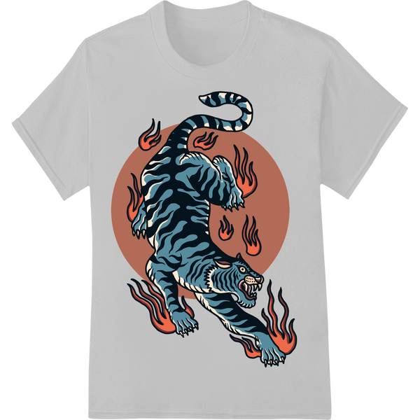 Flaming Tiger - Fierce DTF Heat Transfer for Bold Style enhanced with professional custom DTF designs