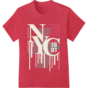 Durable bulk t-shirt printing applied to NYC Borough Typography Map DTF Print Heat Transfer