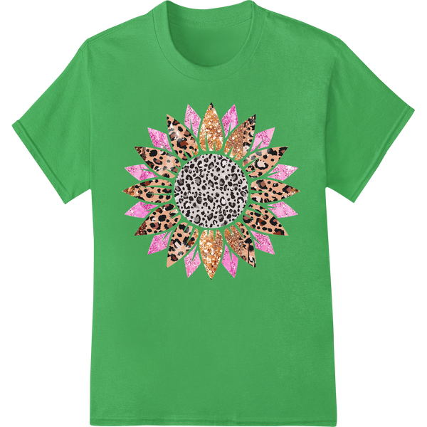 Wild Leopard Sunflower - Bold Pink Orange DTF Print Design featuring professional DTF printing experts