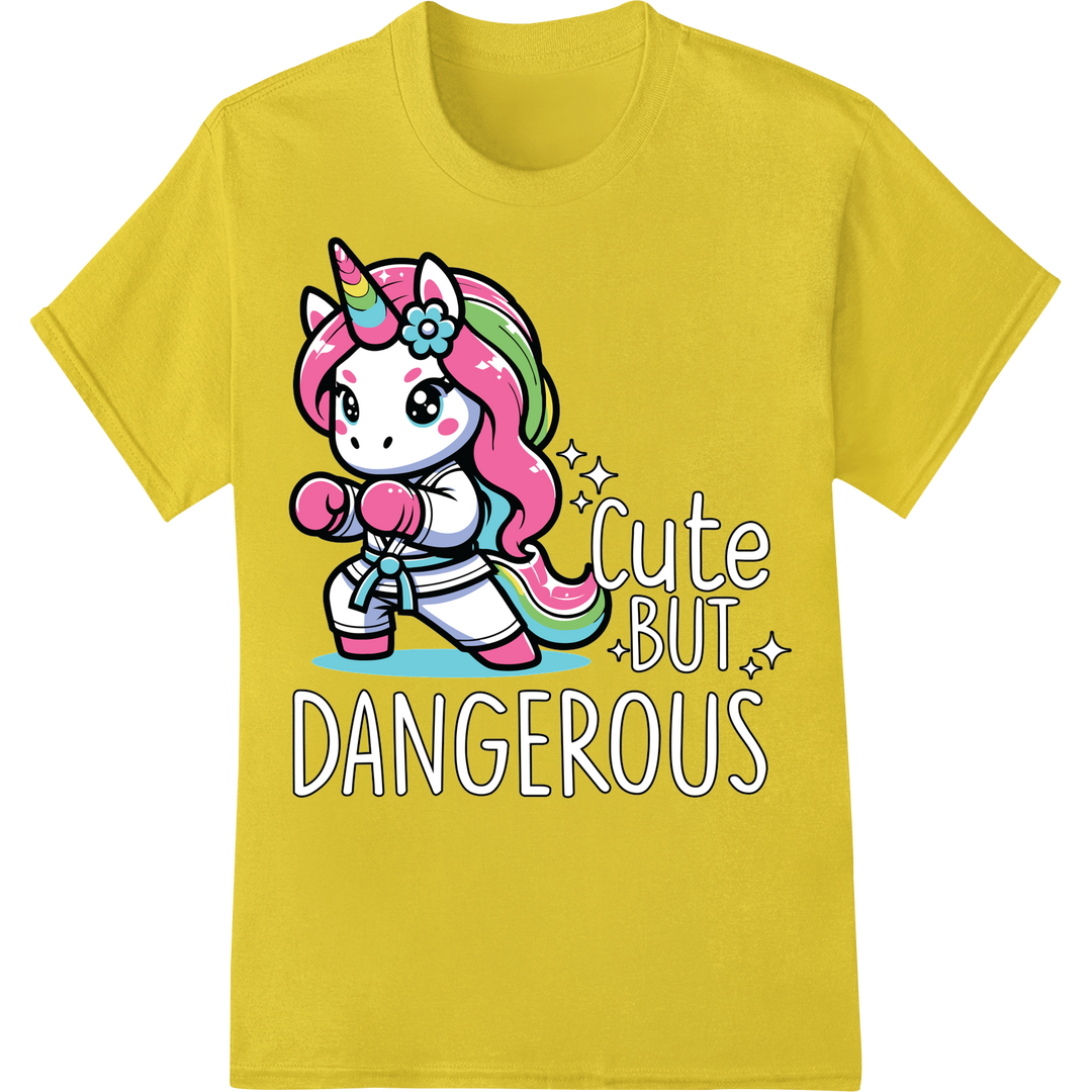 Fierce LGBT Unicorn: Cute But Dangerous Pride DTF Print on yellow shirt - SUPERDTF-DTF Prints-DTF Transfers-Custom DTF Prints