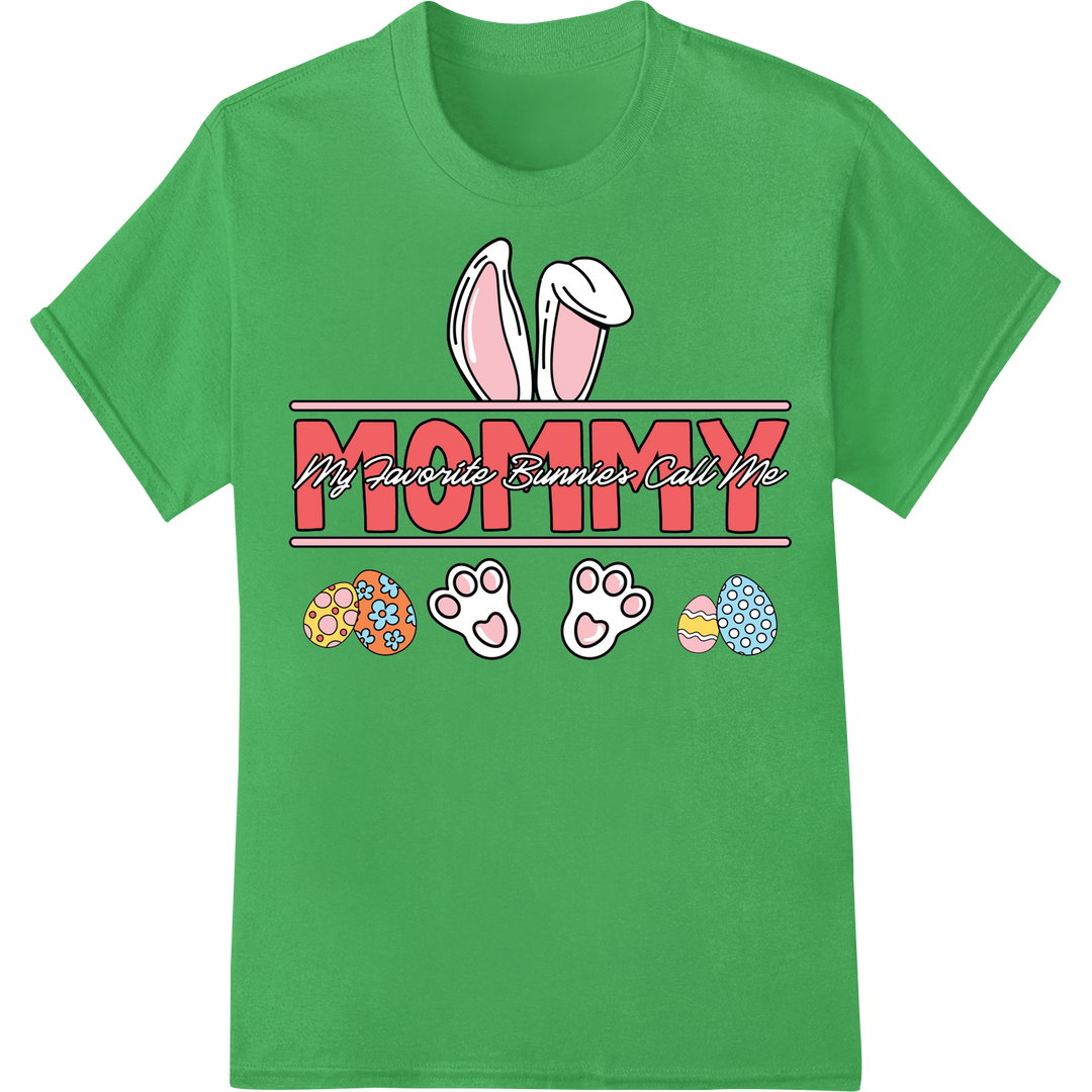 Retro Easter Bunny 'MOMMY' DTF Print Heat Transfer on green shirt - SUPERDTF-DTF Prints-DTF Transfers-Custom DTF Prints