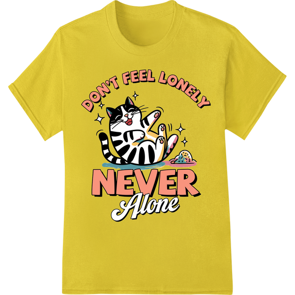 Sarcastic Cat: Lonely No More Funny Animal Print Transfer on yellow shirt - SUPERDTF-DTF Prints-DTF Transfers-Custom DTF Prints