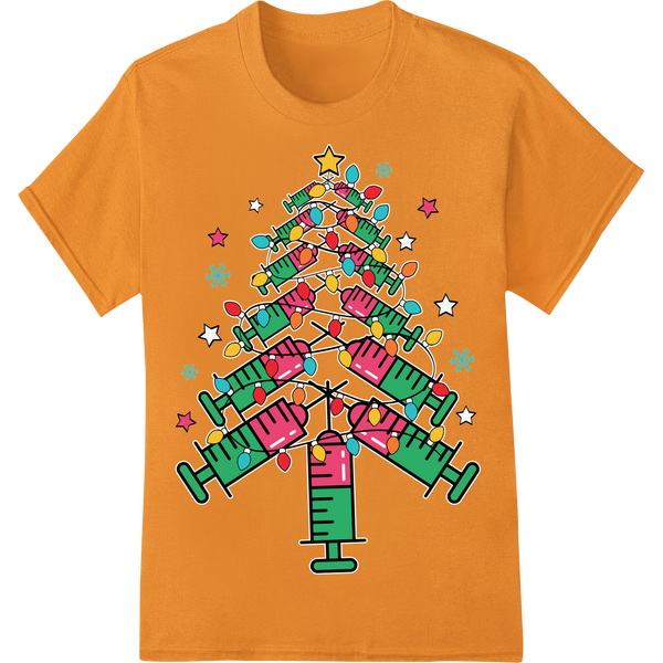 Retro Nurse Christmas Tree DTF Print Heat Transfer on orange shirt - SUPERDTF-DTF Prints-DTF Transfers-Custom DTF Prints