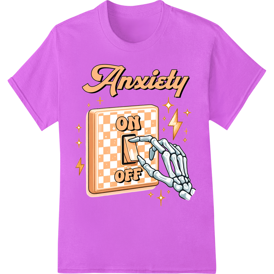 Retro Anxiety Switch: Flip Mental Health Stigma Off on purple shirt - SUPERDTF-DTF Prints-DTF Transfers-Custom DTF Prints