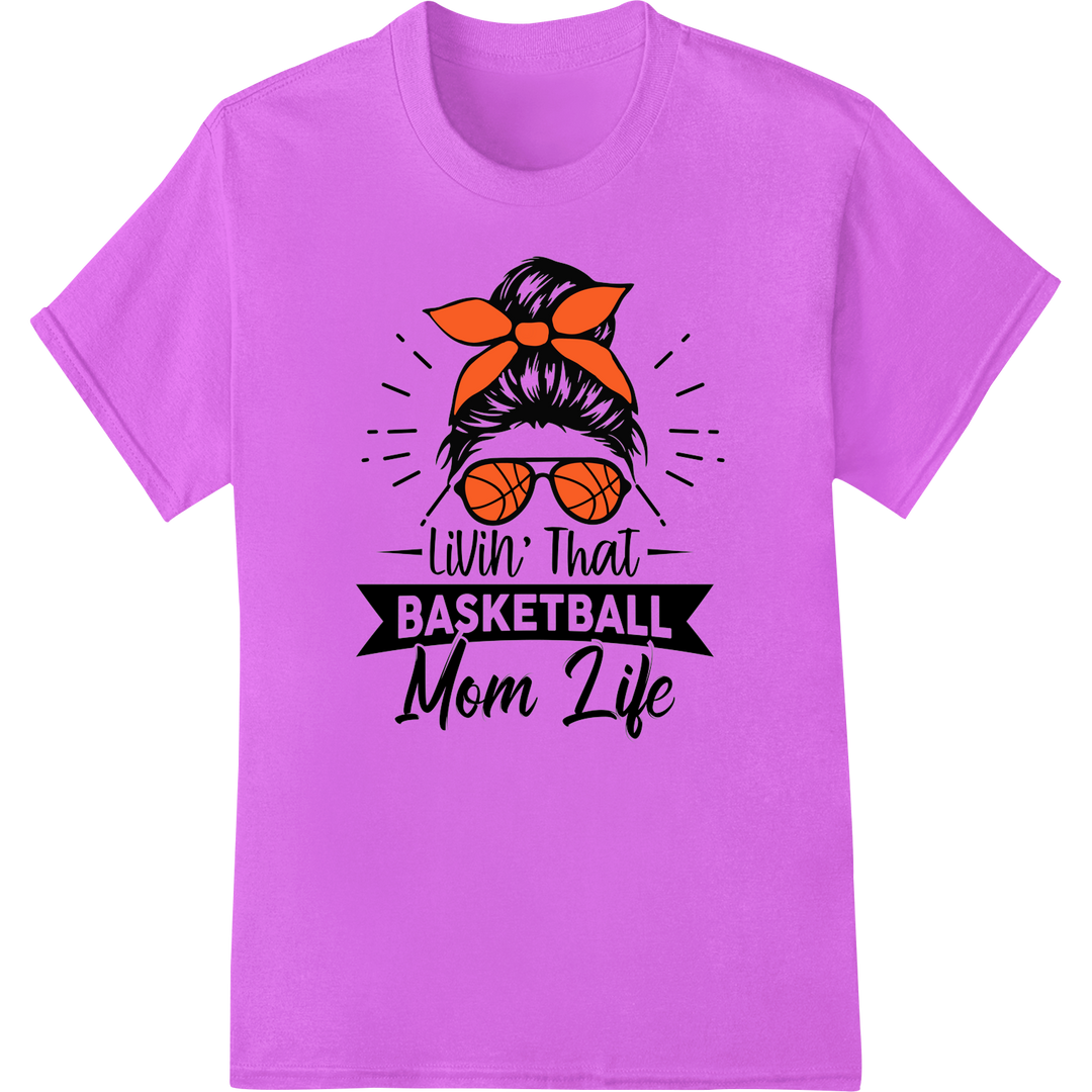 Retro Basketball Mom DTF Print Transfer - Mother's Day Gift on purple shirt - SUPERDTF-DTF Prints-DTF Transfers-Custom DTF Prints