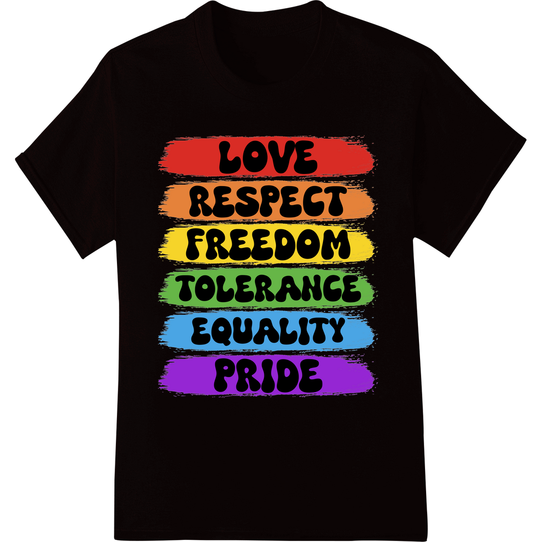 Bold Rainbow LGBT Pride DTF Print Heat Transfer Design on black shirt - SUPERDTF-DTF Prints-DTF Transfers-Custom DTF Prints