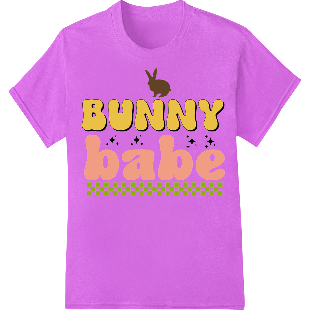 Adorable 'BUNNY babe' Easter DTF Print | Playful & Stylish on purple shirt - SUPERDTF-DTF Prints-DTF Transfers-Custom DTF Prints