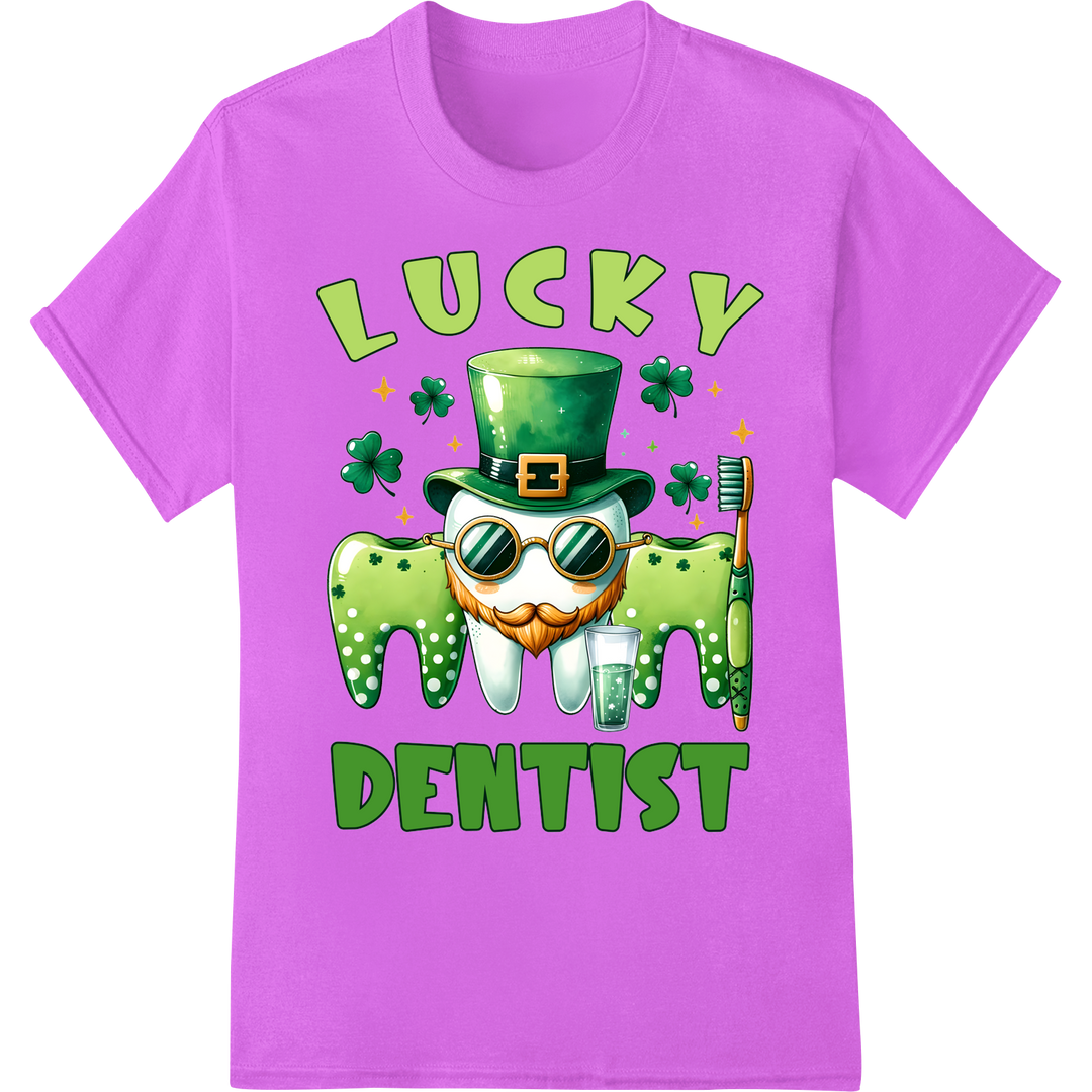 Lucky Dentist St. Patrick's DTF Print Heat Transfer on purple shirt - SUPERDTF-DTF Prints-DTF Transfers-Custom DTF Prints