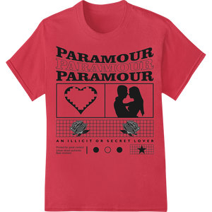 Vibrant DTF technology print on Secret Paramour: Bold Black & White Valentine's Day DTF Print