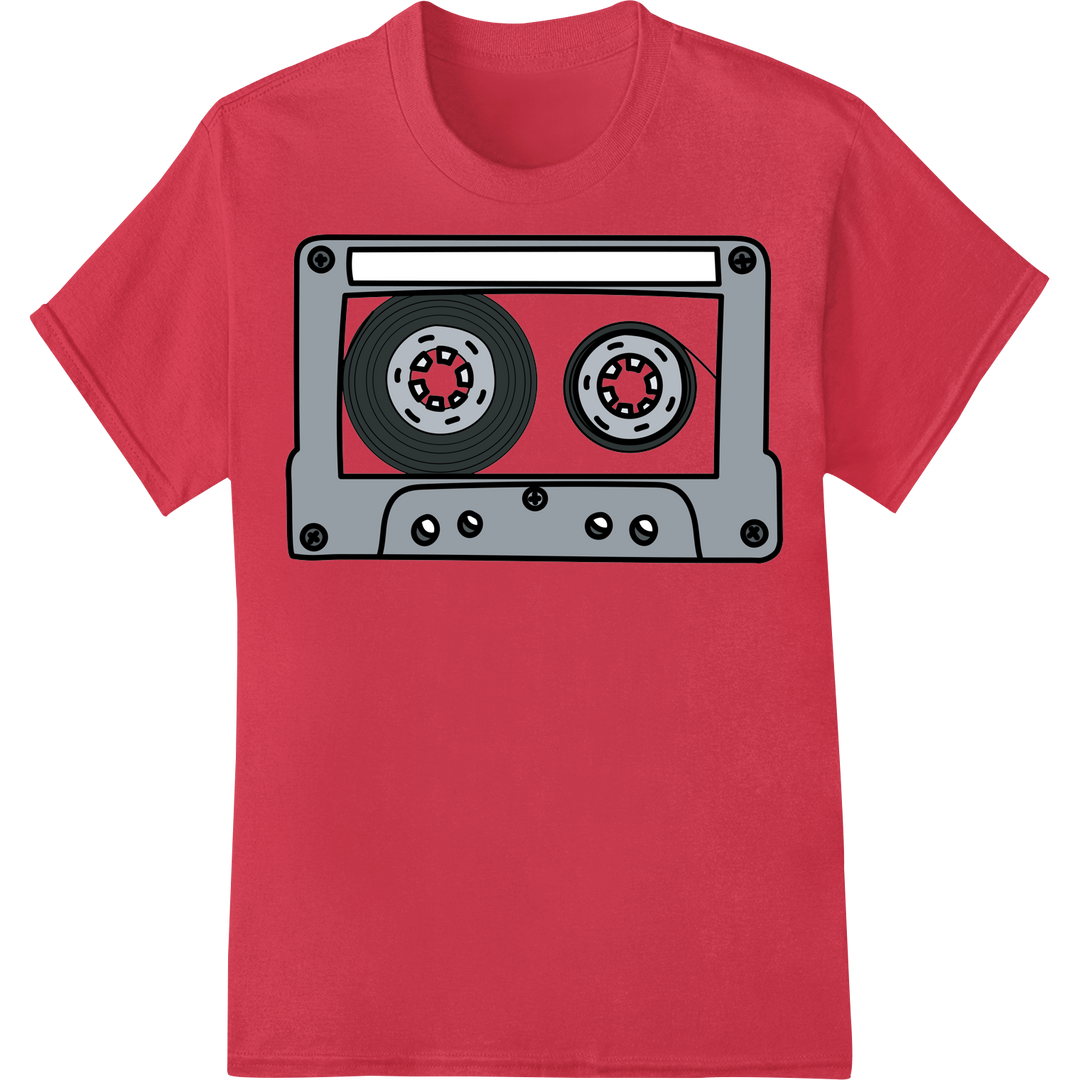 Retro Cassette DTF Print - Vintage Music Nostalgia Heat Transfer on red shirt - SUPERDTF-DTF Prints-DTF Transfers-Custom DTF Prints