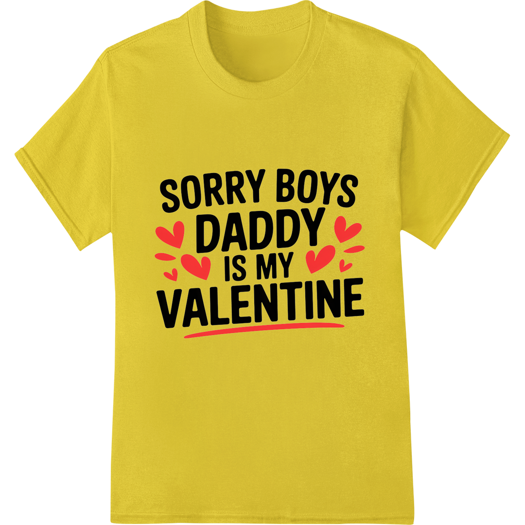 Playful Valentine's Day DTF Print: Daddy Is My Valentine on yellow shirt - SUPERDTF-DTF Prints-DTF Transfers-Custom DTF Prints