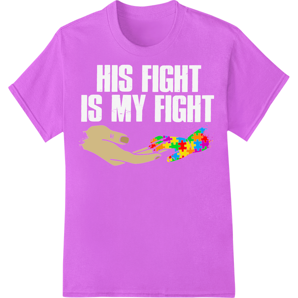 Vibrant Autism Awareness Puzzle Piece DTF Print Transfer on purple shirt - SUPERDTF-DTF Prints-DTF Transfers-Custom DTF Prints