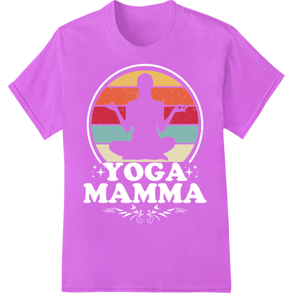 Retro Yoga Mandala: Serenity in Lotus Pose | DTF Print on purple shirt - SUPERDTF-DTF Prints-DTF Transfers-Custom DTF Prints