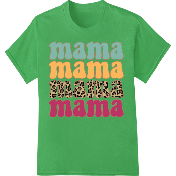 Adorable 'Mama Mama' Pattern for Mother's Day Gifts on green shirt - SUPERDTF-DTF Prints-DTF Transfers-Custom DTF Prints