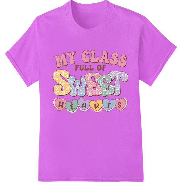 Adorable 'My Class Full of Sweethearts' Valentine's DTF Print on purple shirt - SUPERDTF-DTF Prints-DTF Transfers-Custom DTF Prints