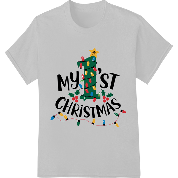 Adorable 'My 1st Christmas' Tree DTF Print Heat Transfer on white shirt - SUPERDTF-DTF Prints-DTF Transfers-Custom DTF Prints