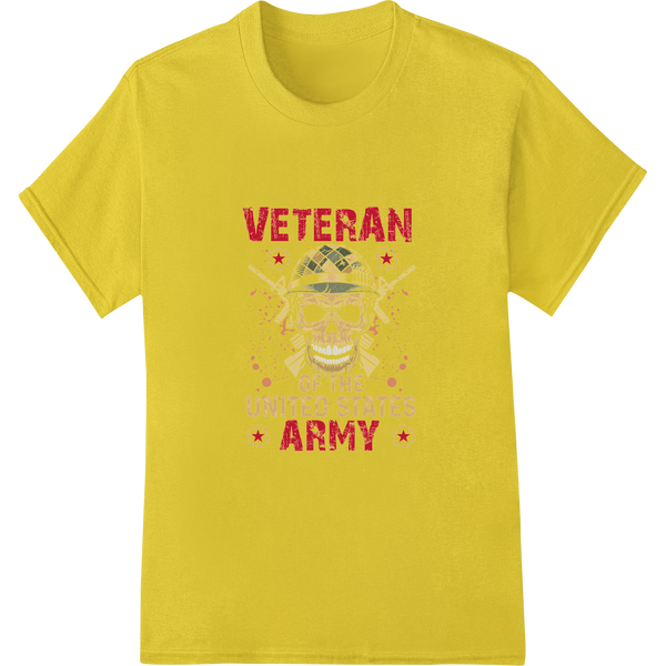 Patriotic Skull US Army Veteran DTF Print Heat Transfer on yellow shirt - SUPERDTF-DTF Prints-DTF Transfers-Custom DTF Prints