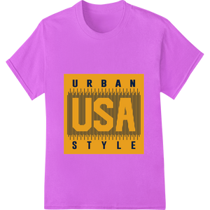 Bold Urban USA Style Typography Super DTF Print Transfer featuring professional apparel decoration