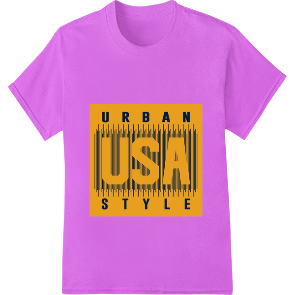 Bold Urban USA Style Typography Super DTF Print Transfer featuring professional apparel decoration