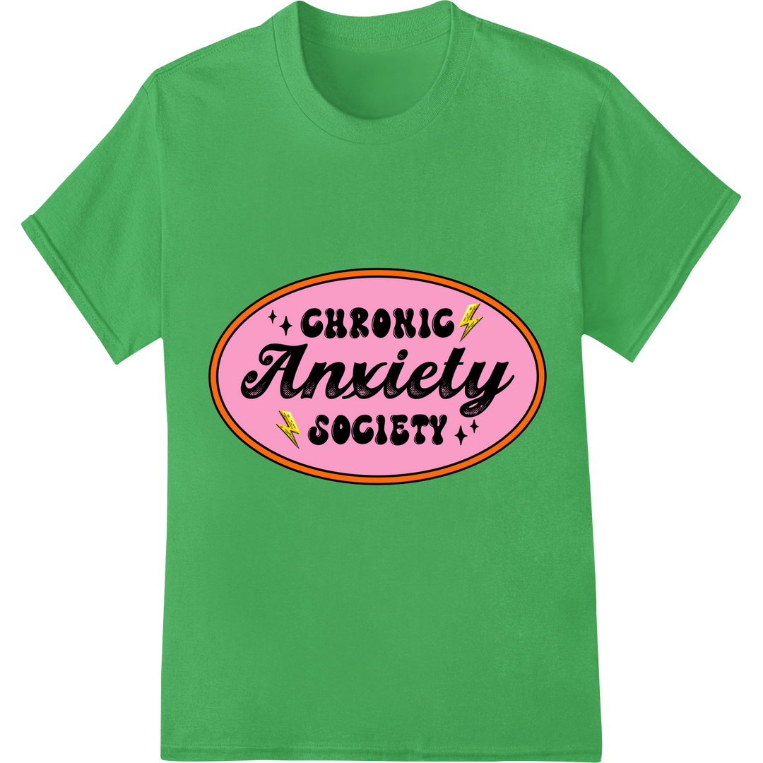 Raise Anxiety Awareness with Bold DTF Print Heat Transfer on green shirt - SUPERDTF-DTF Prints-DTF Transfers-Custom DTF Prints