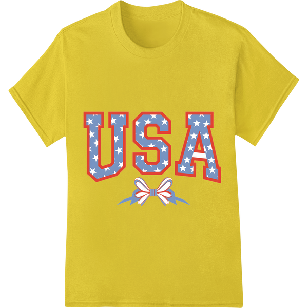 Star-Spangled USA: Patriotic 4th of July DTF Print Transfer on yellow shirt - SUPERDTF-DTF Prints-DTF Transfers-Custom DTF Prints