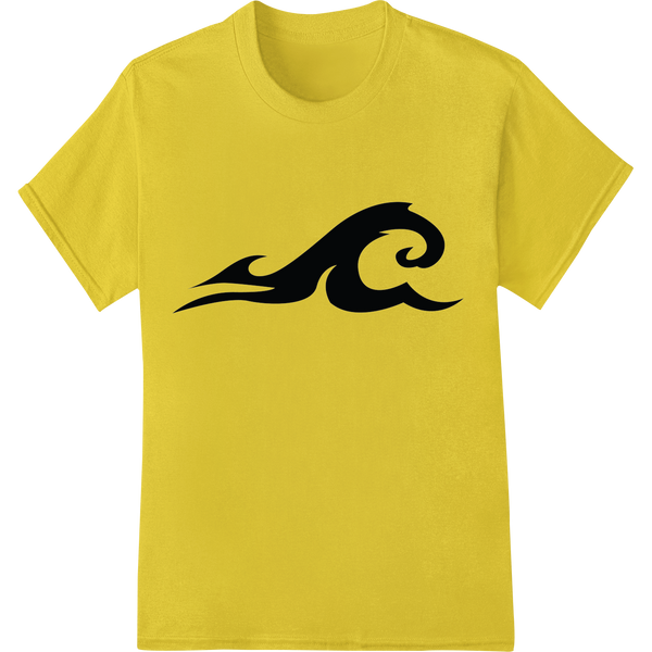 Ride the Waves: Bold Black Silhouette Ocean Design on yellow shirt - SUPERDTF-DTF Prints-DTF Transfers-Custom DTF Prints