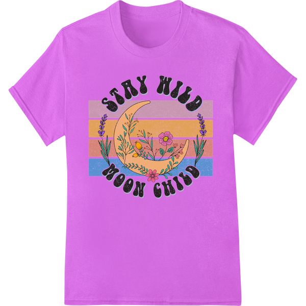 Stay Wild Moon Child: Vibrant Motivational DTF Print on purple shirt - SUPERDTF-DTF Prints-DTF Transfers-Custom DTF Prints