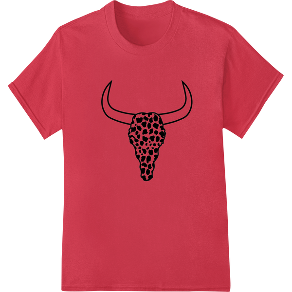 Wild Western Cow Skull Pattern Heat Transfer on red shirt - SUPERDTF-DTF Prints-DTF Transfers-Custom DTF Prints