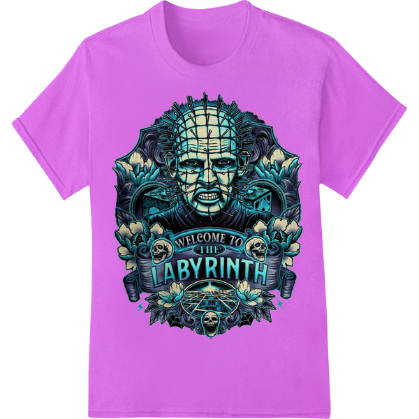 Haunting Skull Labyrinth: Mesmerizing DTF Print Transfer on purple shirt - SUPERDTF-DTF Prints-DTF Transfers-Custom DTF Prints