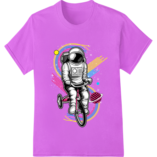 Custom DTF heat transfers design - Cosmic Explorer: Astronaut's Abstract Bicycle Adventure