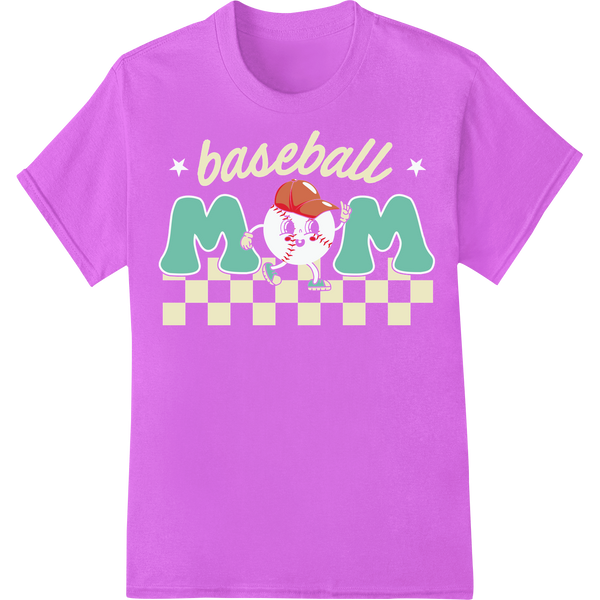 Adorable Baseball Mom DTF Print Heat Transfer | Super DTF on purple shirt - SUPERDTF-DTF Prints-DTF Transfers-Custom DTF Prints