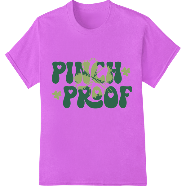 Pinch-Proof Shamrock: Festive St. Patrick's Day DTF Transfer on purple shirt - SUPERDTF-DTF Prints-DTF Transfers-Custom DTF Prints