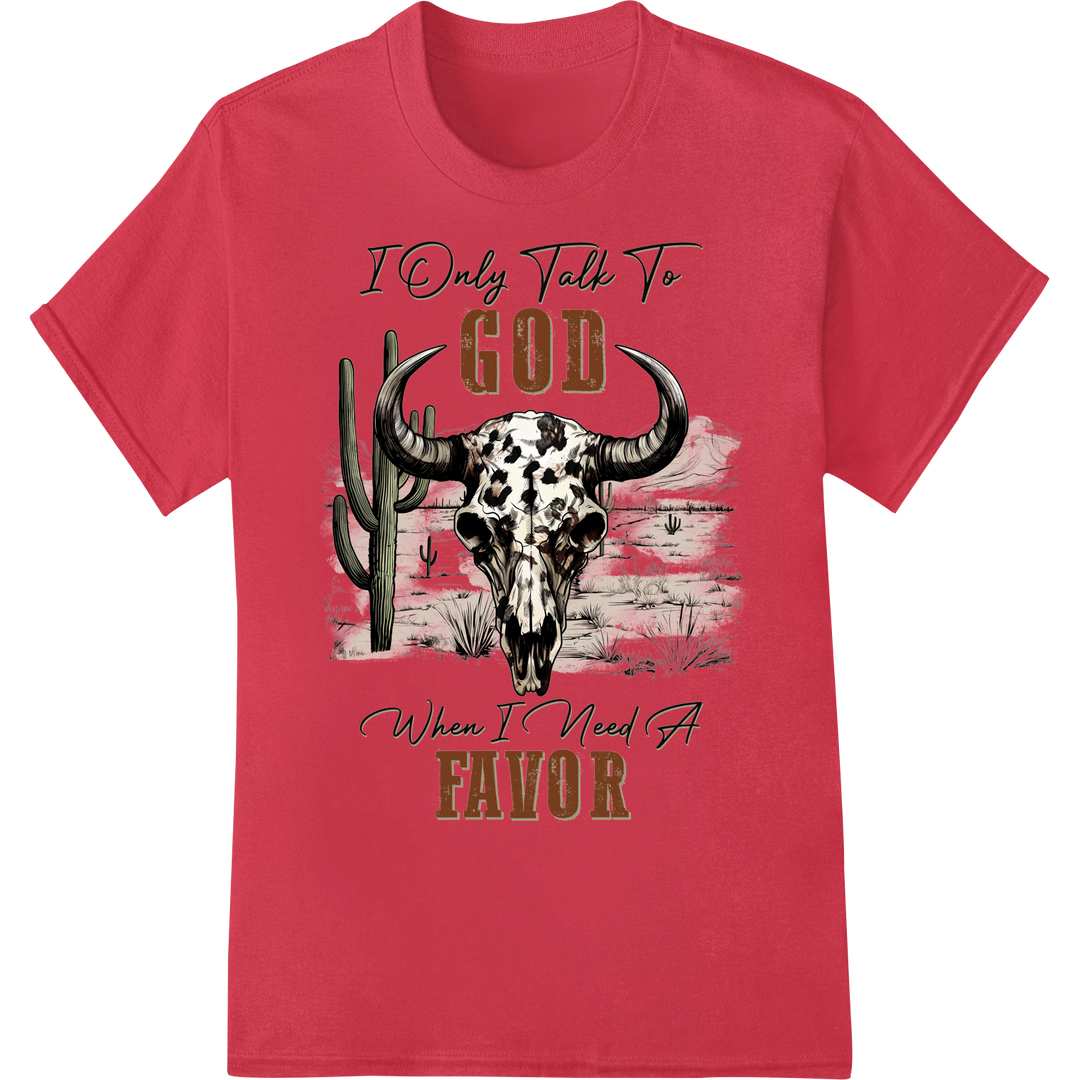 Rebel Cowboy DTF Heat Transfer: Rugged Western Skull Print on red shirt - SUPERDTF-DTF Prints-DTF Transfers-Custom DTF Prints